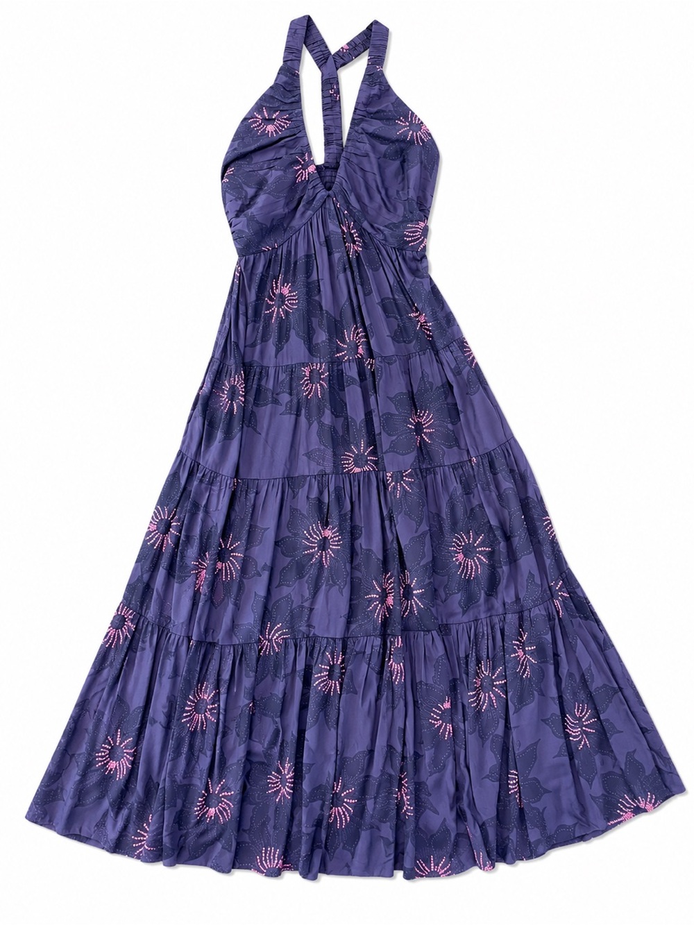 OMIKA Simone Maxi Dress in the print style "Mara Midnight” Medium